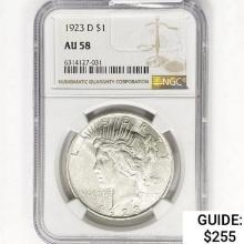 1923-D Silver Peace Dollar NGC AU58