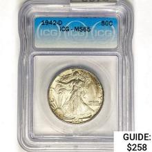 1942-D Walking Liberty Half Dollar ICG MS65