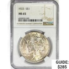 1923 Silver Peace Dollar NGC MS65