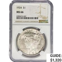 1924 Silver Peace Dollar NGC MS66