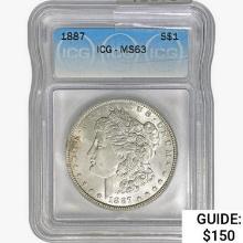 1887 Morgan Silver Dollar ICG MS63