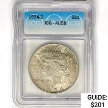 1934-D Silver Peace Dollar ICG AU58