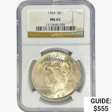 1924 Silver Peace Dollar NGC MS65