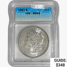 1881-S Morgan Silver Dollar ICG MS65