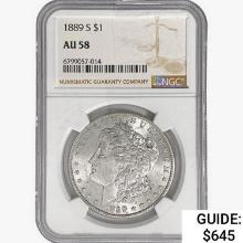 1889-S Morgan Silver Dollar NGC AU58