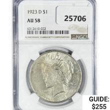 1923-D Silver Peace Dollar NGC AU58