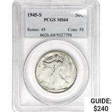 1945-S Walking Liberty Half Dollar PCGS MS64