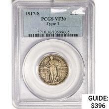 1917-S Standing Liberty Quarter PCGS VF30 Type 1