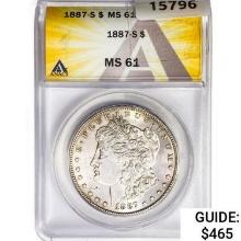 1887-S Silver Peace Dollar ANACS MS61