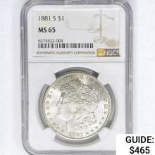 1881-S Morgan Silver Dollar NGC MS65