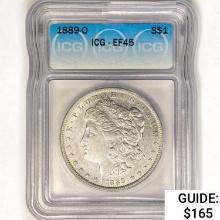 1889-O Morgan Silver Dollar ICG EF45