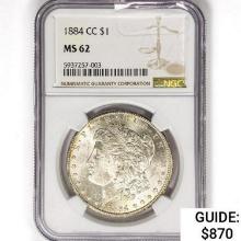 1884-CC Morgan Silver Dollar NGC MS62