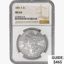 1881-S Morgan Silver Dollar NGC MS65