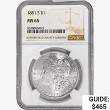 1881-S Morgan Silver Dollar NGC MS65