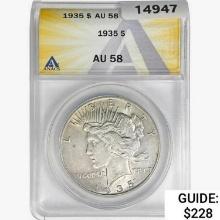 1935 Silver Peace Dollar ANACS AU58