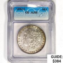 1892-O Morgan Silver Dollar ICG AU55