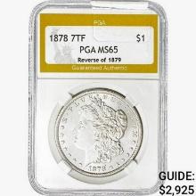 1878 7TF Morgan Silver Dollar PGA MS65 REV 79