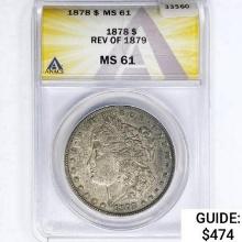 1878 7TF Rev 79 Morgan Silver Dollar ANACS MS61