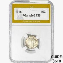 1916 Mercury Silver Dime PGA MS66 FSB