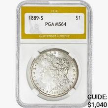 1889-S Morgan Silver Dollar PGA MS64