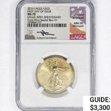 2016 US 1/2oz Gold $25 Eagle NGC MS70 1st Issue