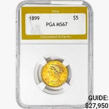 1899 $5 Gold Half Eagle PGA MS67