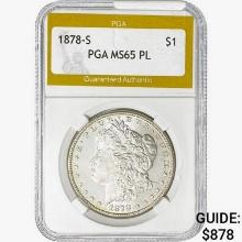 1878-S Morgan Silver Dollar PGA MS65 PL