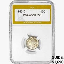 1943-D Mercury Silver Dime PGA MS68 FSB