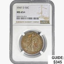 1947-D Walking Liberty Half Dollar NGC MS65+