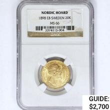 1898 EB 20 Kronor .26oz Sweden Gold NGC MS66