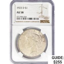 1923-D Silver Peace Dollar NGC AU58