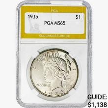 1935 Silver Peace Dollar PGA MS65