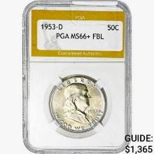 1953-D Franklin Half Dollar PGA MS66+ FBL