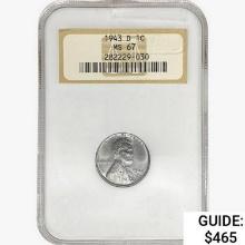 1943-D Wheat Cent NGC MS67