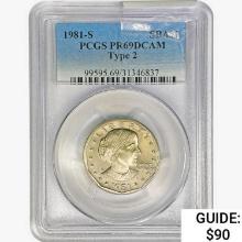 1981-S SBA Dollar PCGS PR69 DCAM Ty 2