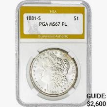 1881-S Morgan Silver Dollar PGA MS67 PL