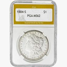 1884-S Morgan Silver Dollar PGA MS62