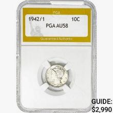 1942/1 Mercury Silver Dime PGA AU58