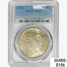 1923 Silver Peace Dollar PCGS MS63