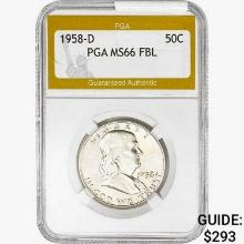 1958-D Franklin Half Dollar PGA MS66 FBL