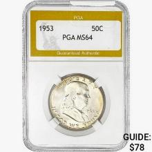 1953 Franklin Half Dollar PGA MS64