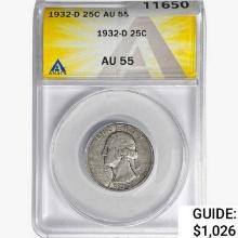 1932-D Washington Silver Quarter ANACS AU55