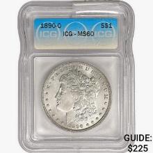 1890-O Morgan Silver Dollar ICG MS60