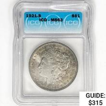 1921-S Morgan Silver Dollar ICG MS63