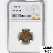 1901 Wheat Cent NGC MS64 RB