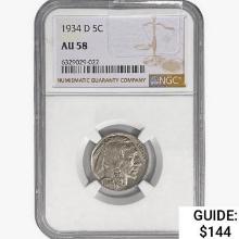 1934-D Buffalo Nickel NGC AU58