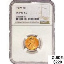 1939 Wheat Cent NGC MS67 RD