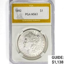 1892 Morgan Silver Dollar PGA MS63