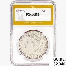 1896-S Morgan Silver Dollar PGA AU55