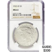 1923-D Silver Peace Dollar NGC MS61